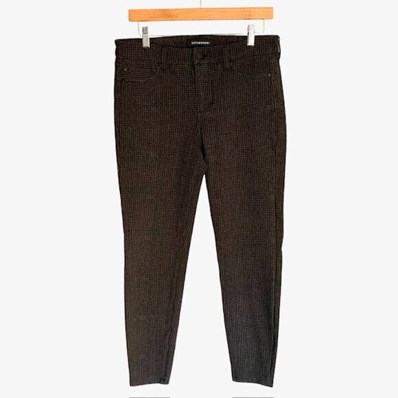 Liverpool Houndstooth Ankle Pants in Peat Green 10 - Picture 1 of 4